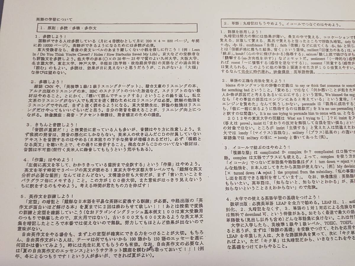 駿台 竹岡広信先生 英語構文S プリントフルセット カラー板書 上位