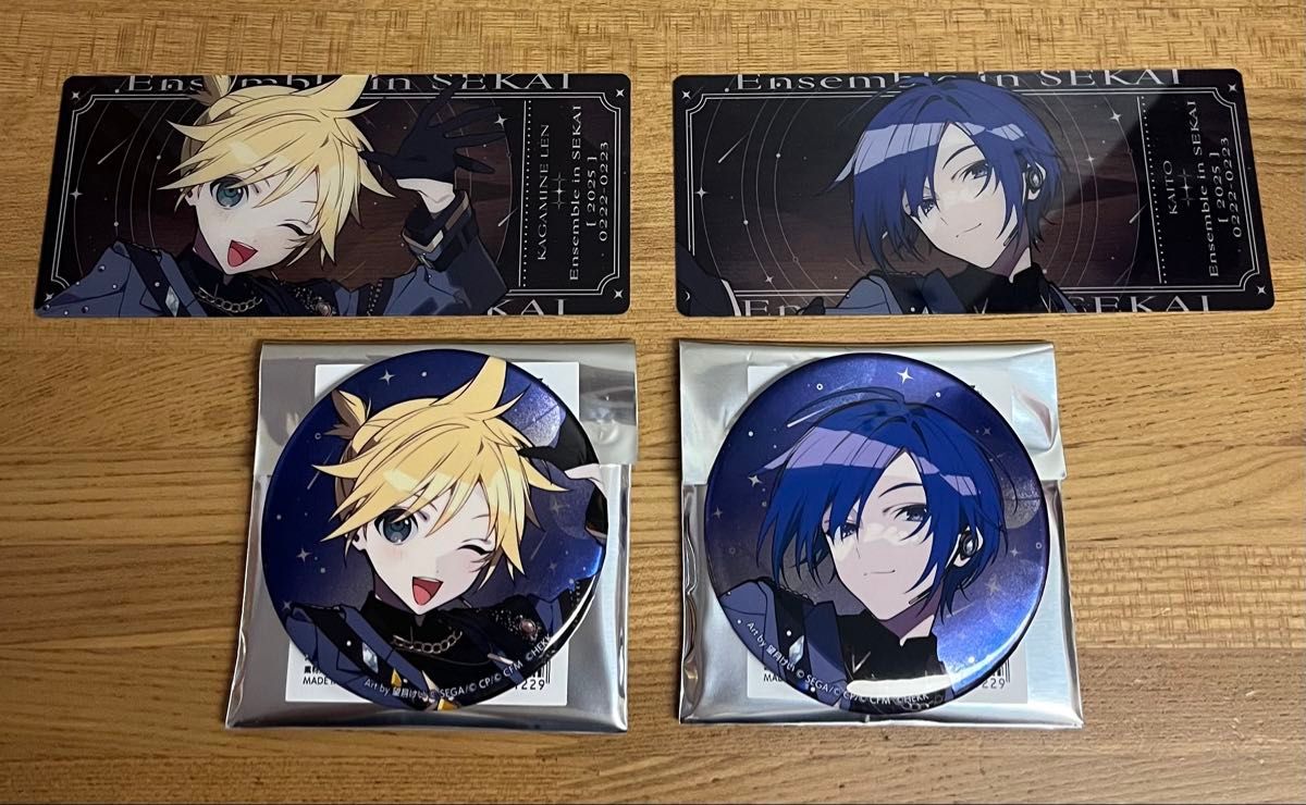 プロセカ あんスタ 缶バッジ & チケット風カード 鏡音レン KAITO