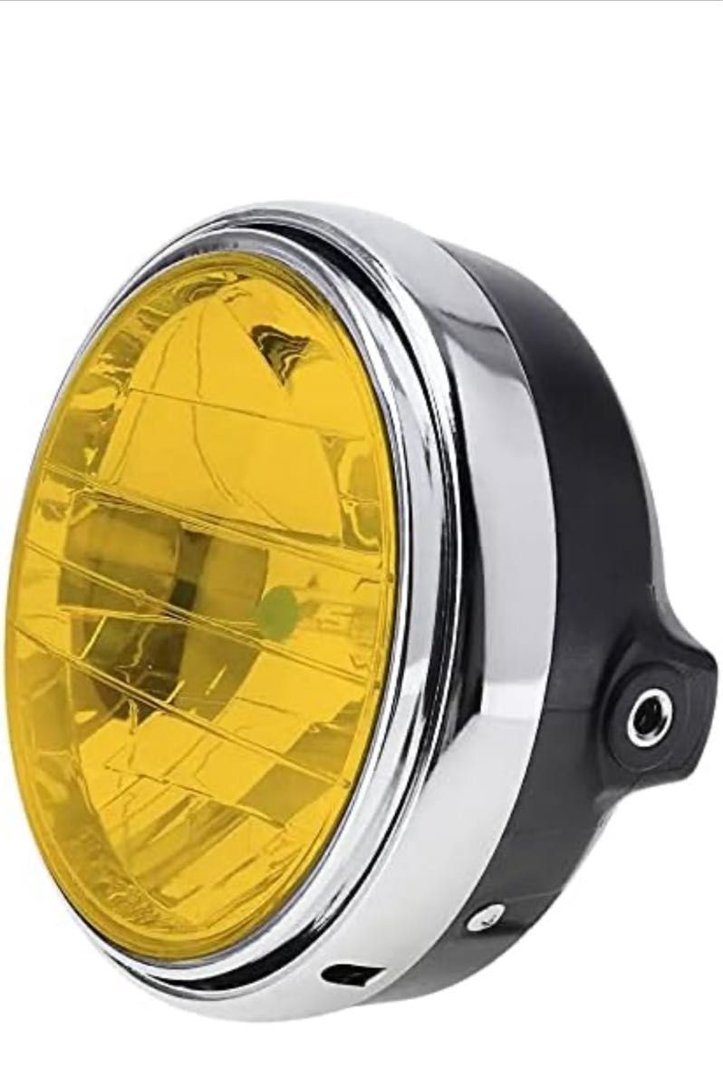 汎用 バイク イエローレンズ イエロー ヘッドライト マーシャル風 旧車