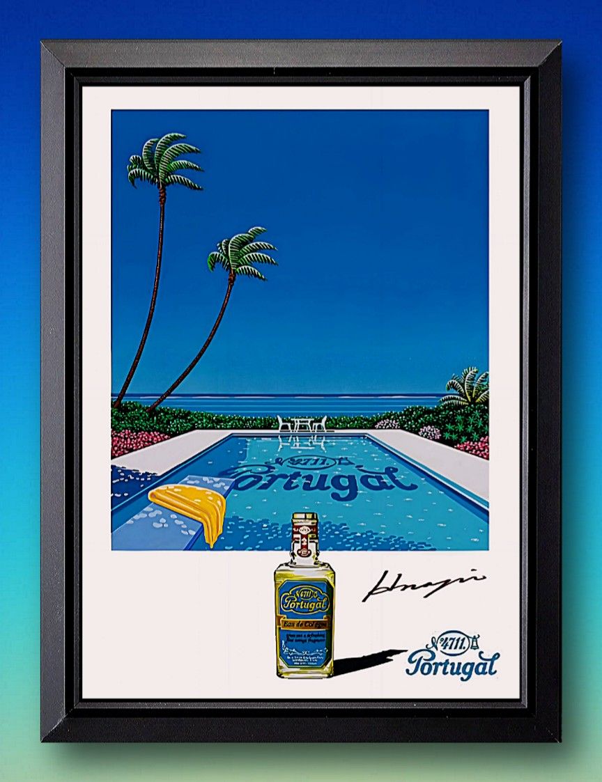 ビンテージ永井博 額装レアポスター 鈴木和人シティポップ