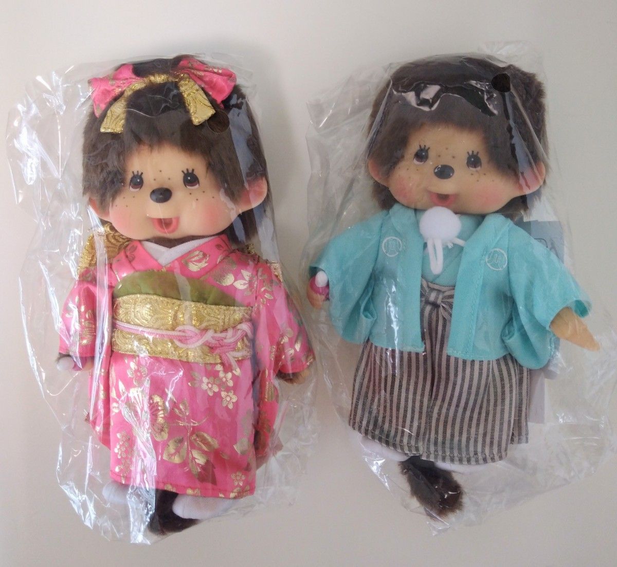 新品 紋付袴 モンチッチ 男の子 女の子 振袖 2体セット 立ちモン