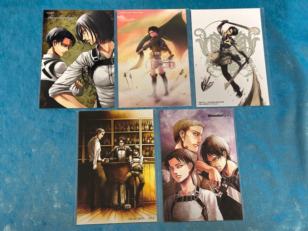 進撃の巨人 イラストカード ポストカード エレン ミカサ リヴァイ