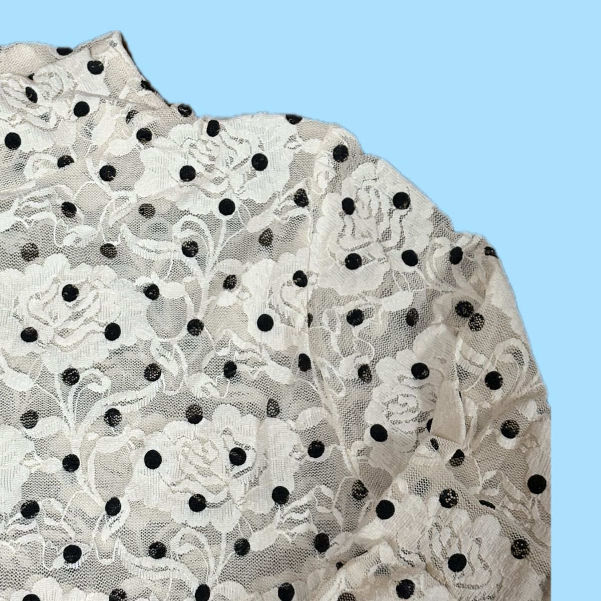 poppy シースルートップス ドット柄 ハイネック あさぎーにょ 総柄