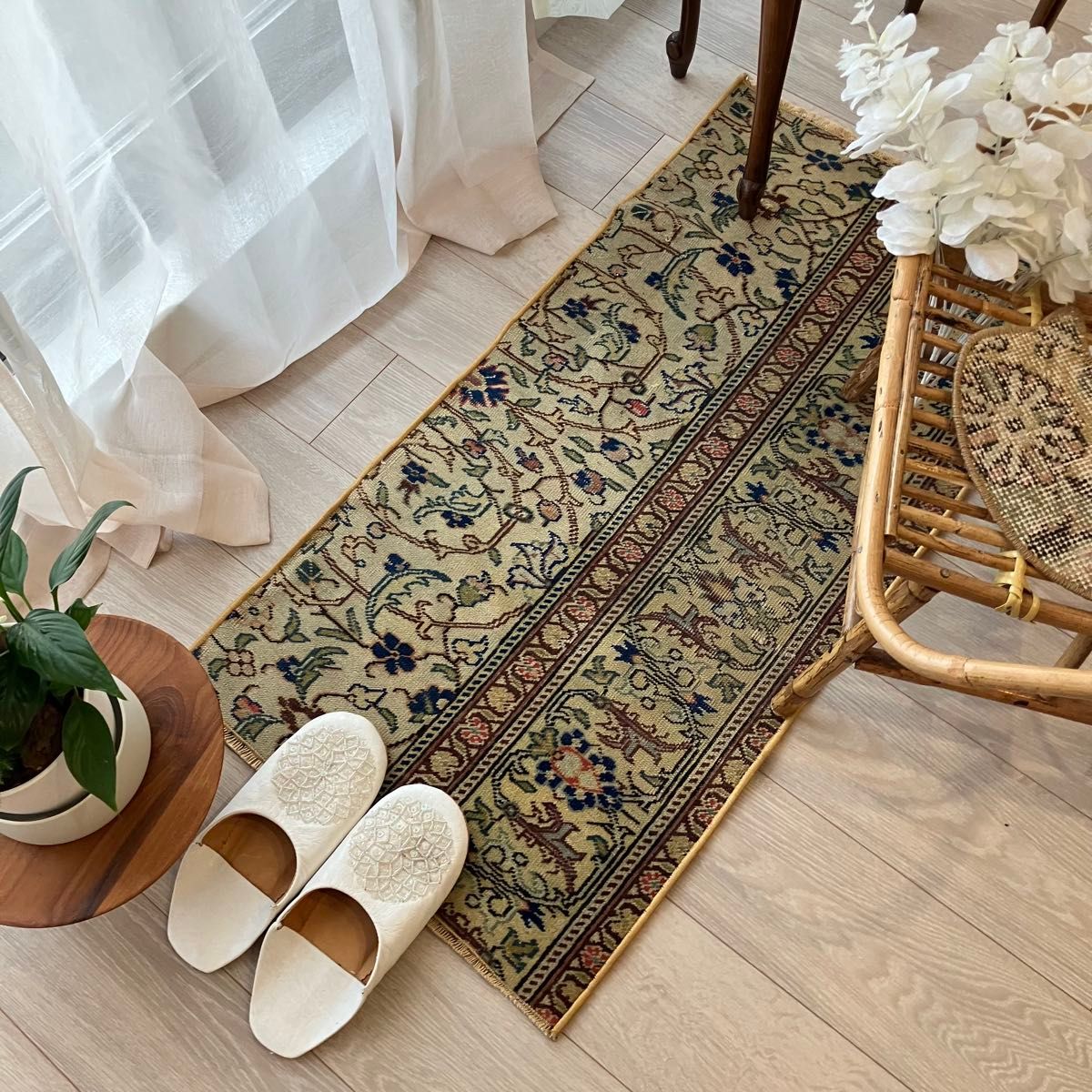 トルコヴィンテージラグ A31 大判 クリーム ミント アプリコット