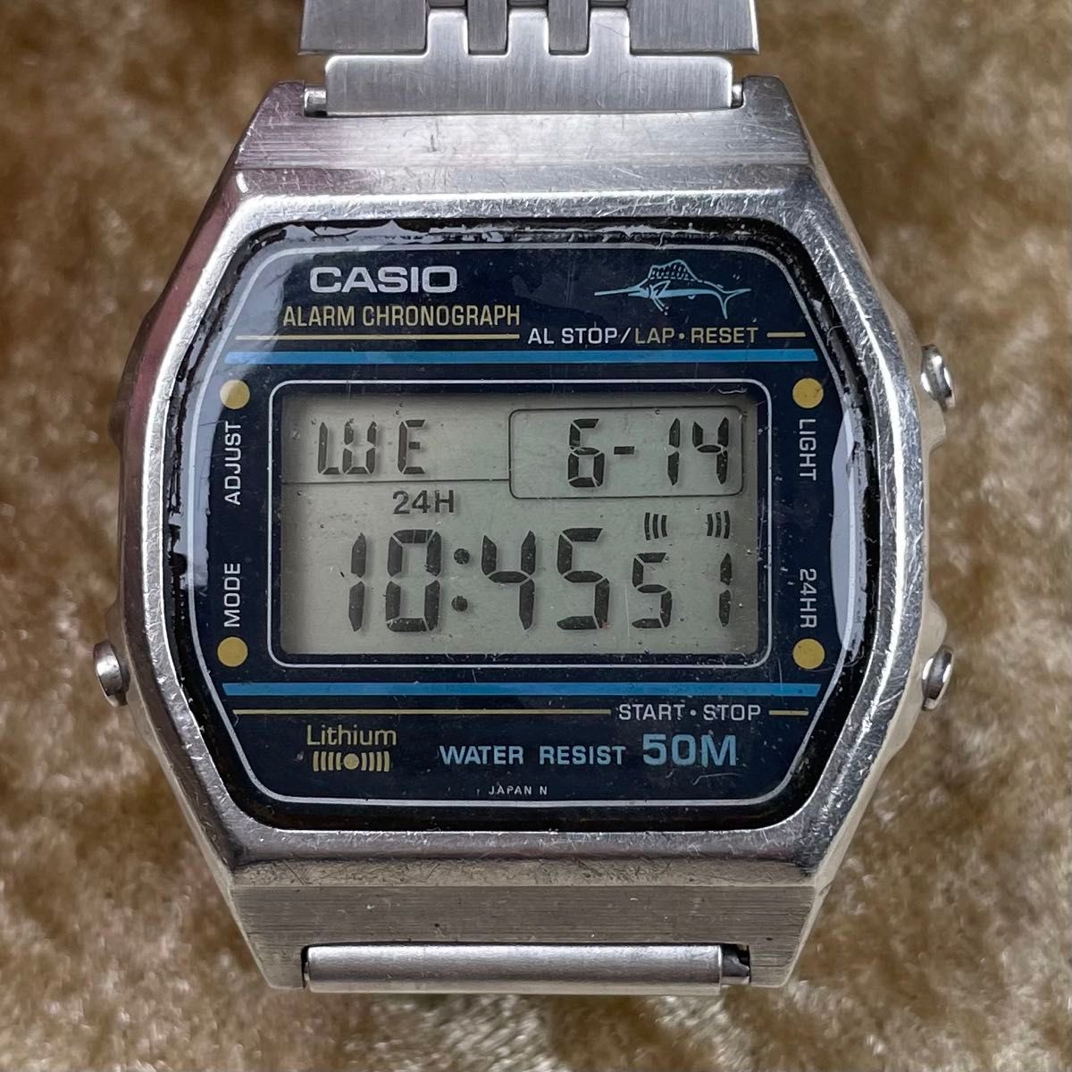 ビンテージ CASIO 希少 カジキ W-36 デジタル オリジナルブレス