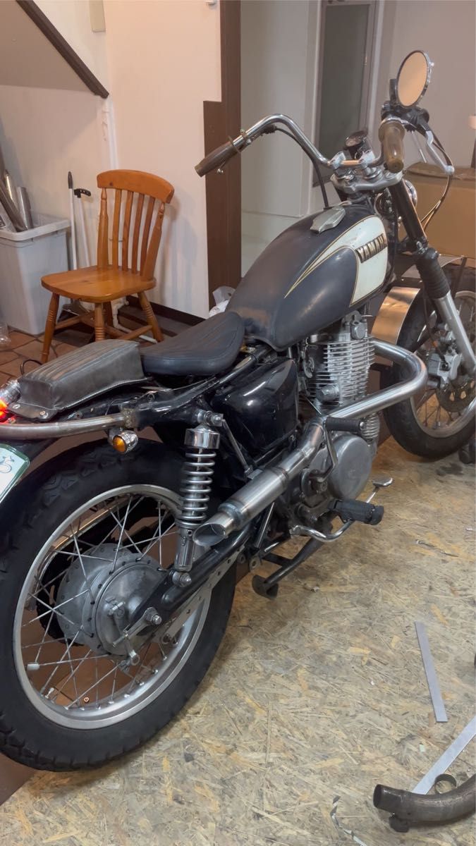 sr400 sr500用 アップマフラーワンオフ品 スチール チョッパー ボバー