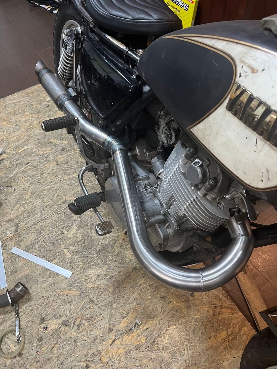 sr400 sr500用 アップマフラーワンオフ品 スチール チョッパー ボバー