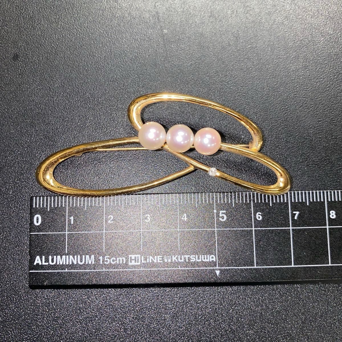 k18 0 05刻印 ブローチ パール 金 ゴールド レトロ ヴィンテージ