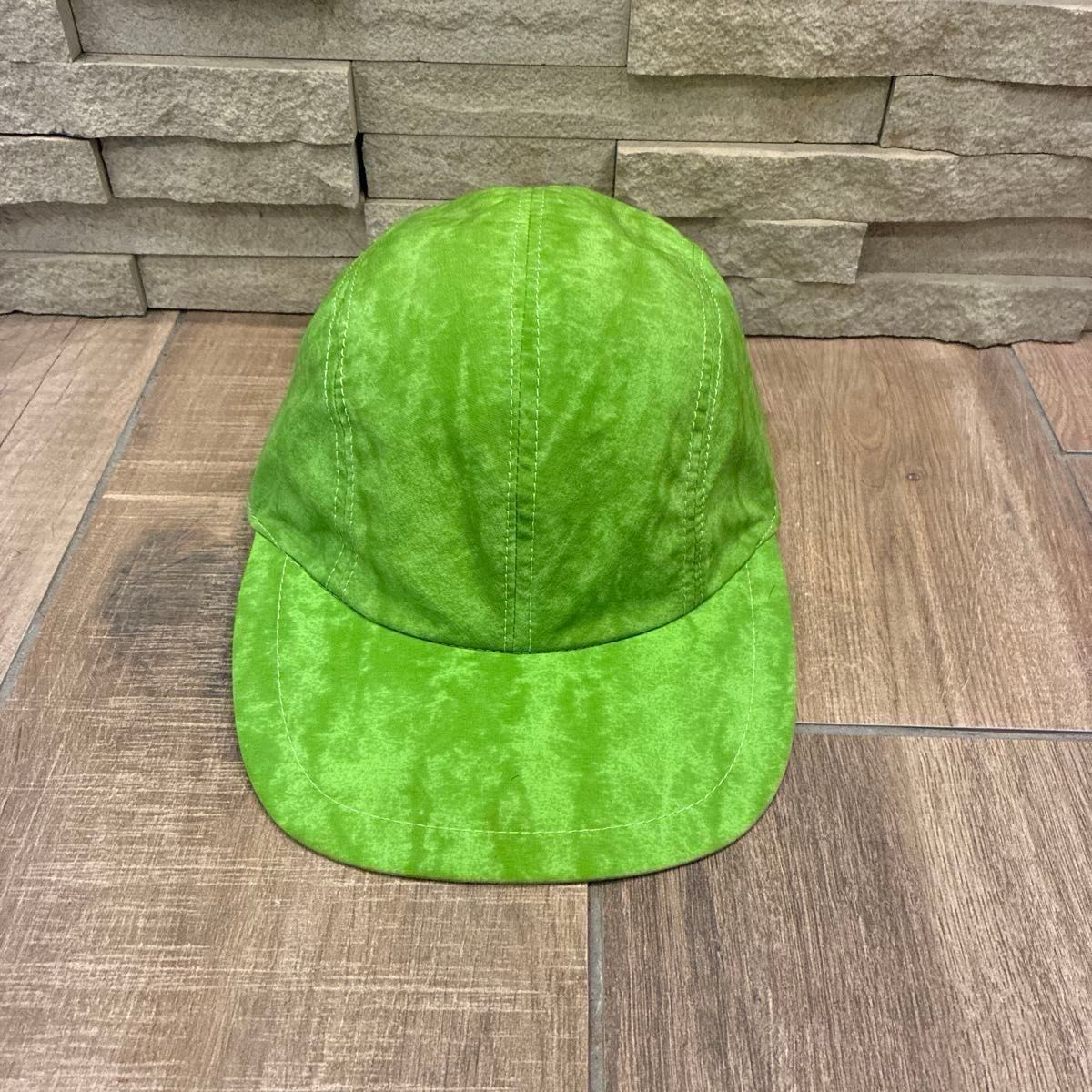 希少 OLDアシックス ヴィンテージ キャップ ライムグリーン 日本製