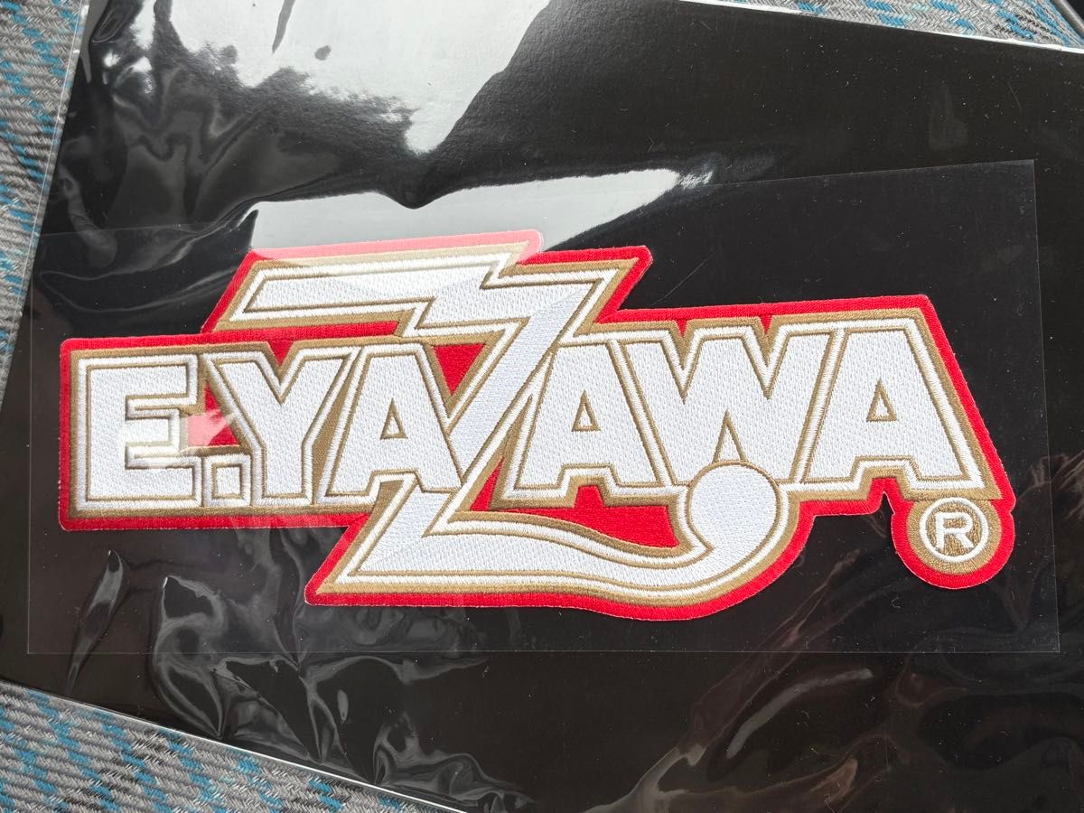 矢沢永吉 E YAZAWA BIG刺繍ワッペンシール ロゴ ホワイト/ゴールド