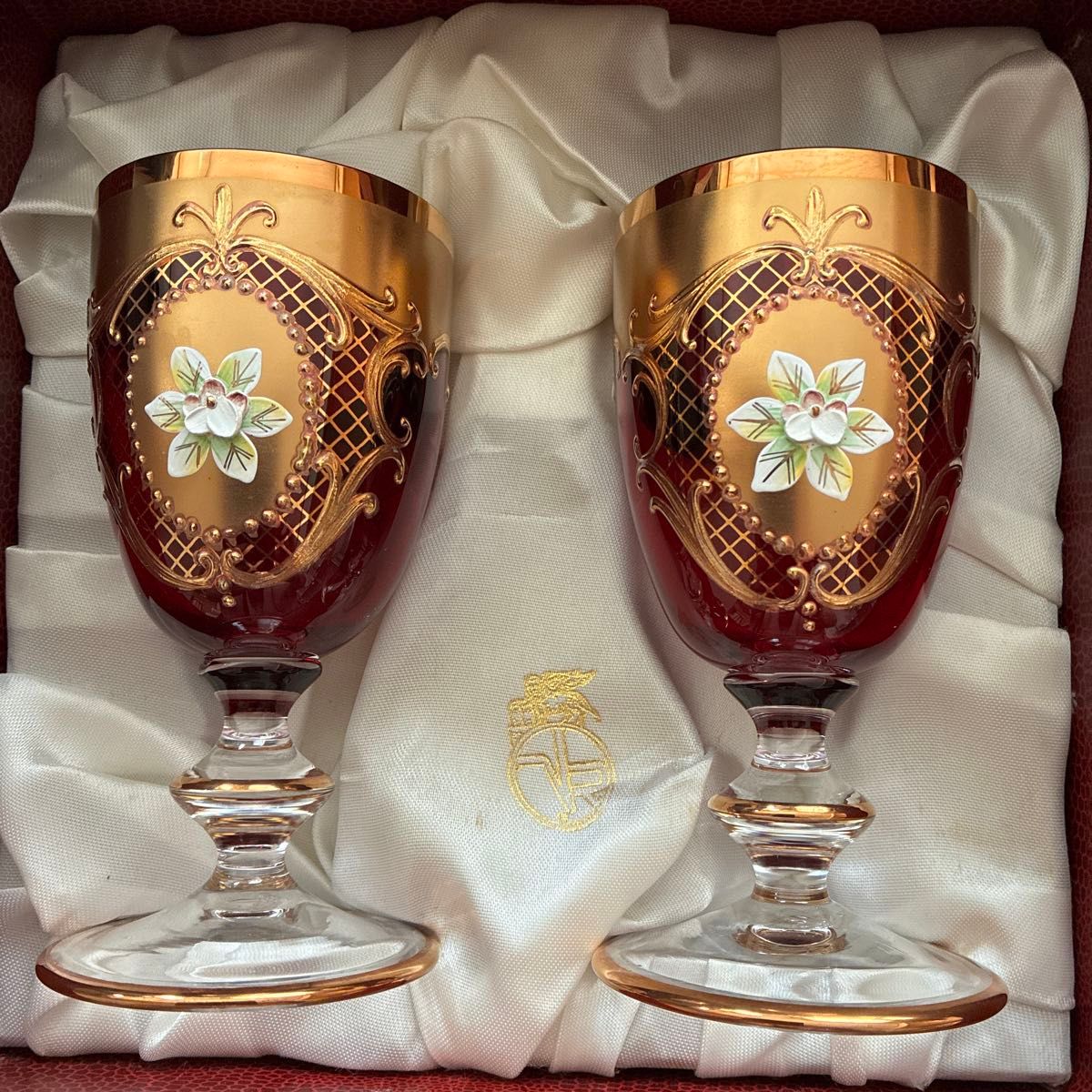 ベネチアングラス 24金 ペアグラス ヴェネチアン 赤色 ラグーナムラノ