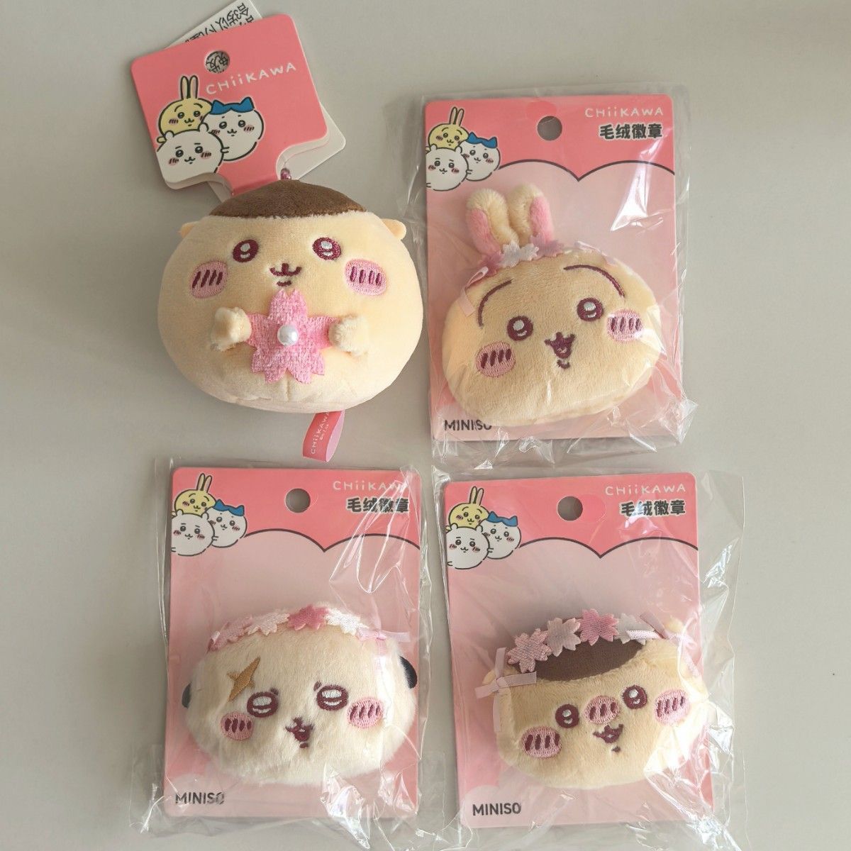 MINISO 中国限定 ちいかわ 桜の季節 桜シリーズ ぬいぐるみ バッジ
