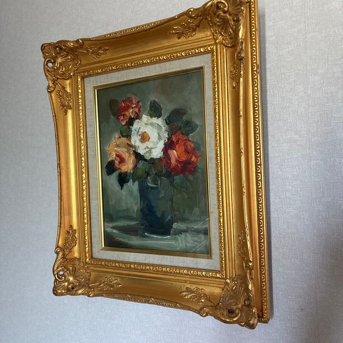 油絵 額入り バラ 花の絵 インテリア アートyoko肉筆サインあり｜Yahoo