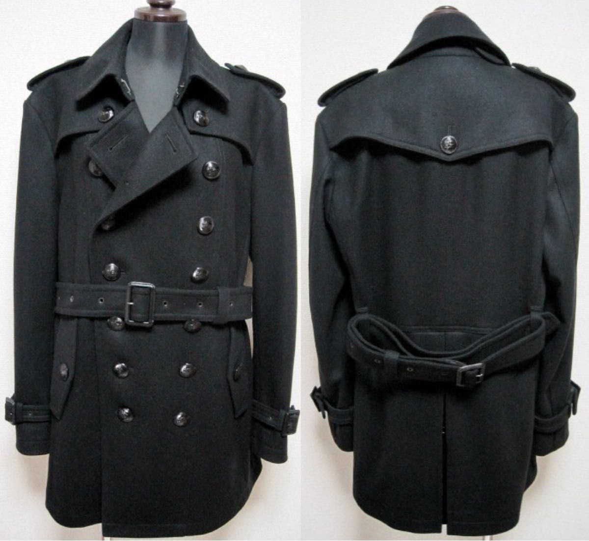 新品 同様 バーバリー ブラックレーベル 黒釦 カシミヤ ナポレオン