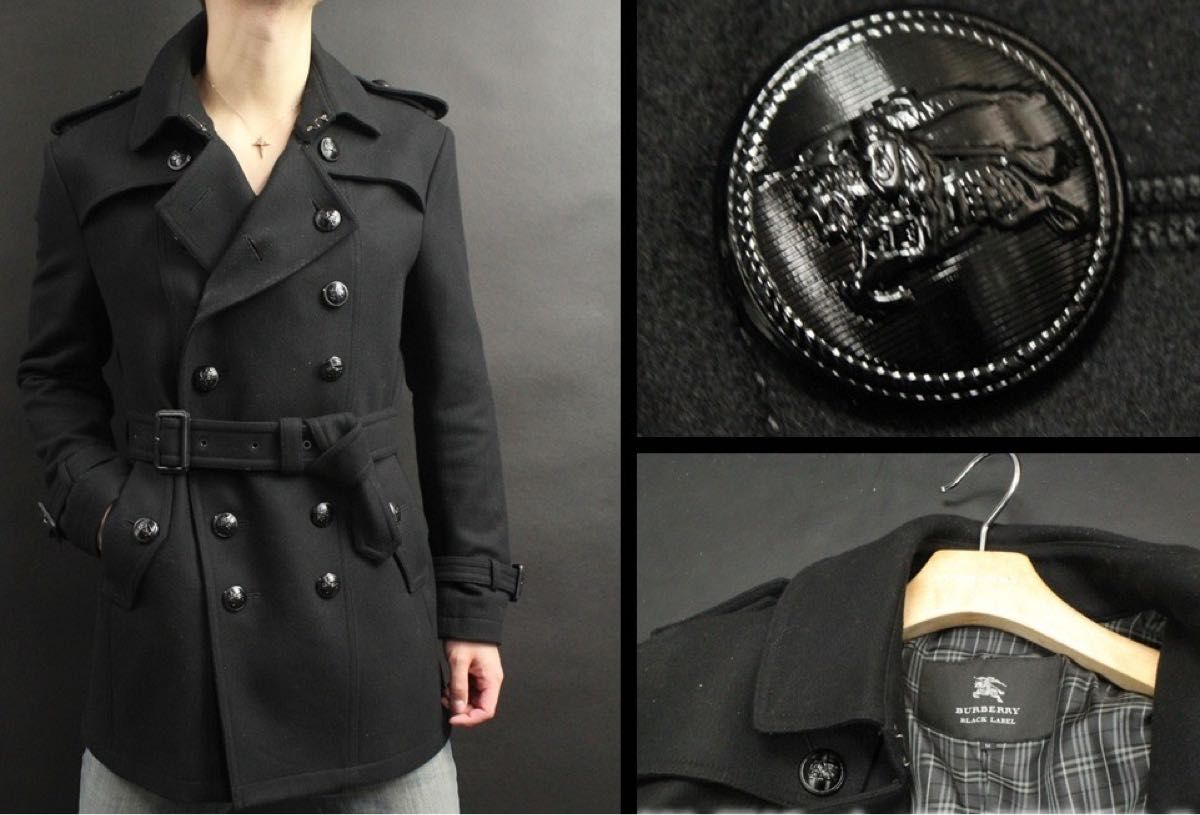 新品 同様 バーバリー ブラックレーベル 黒釦 カシミヤ ナポレオン
