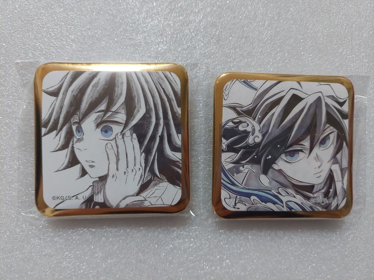 希少鬼滅の刃DINING 新店舗記念スクエア缶バッジ冨岡 義勇