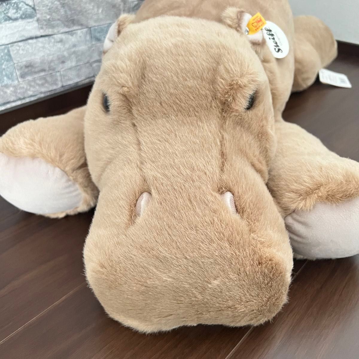 レア Steiffシュタイフ カバのモッキー 特大 ぬいぐるみ 人形 抱き枕