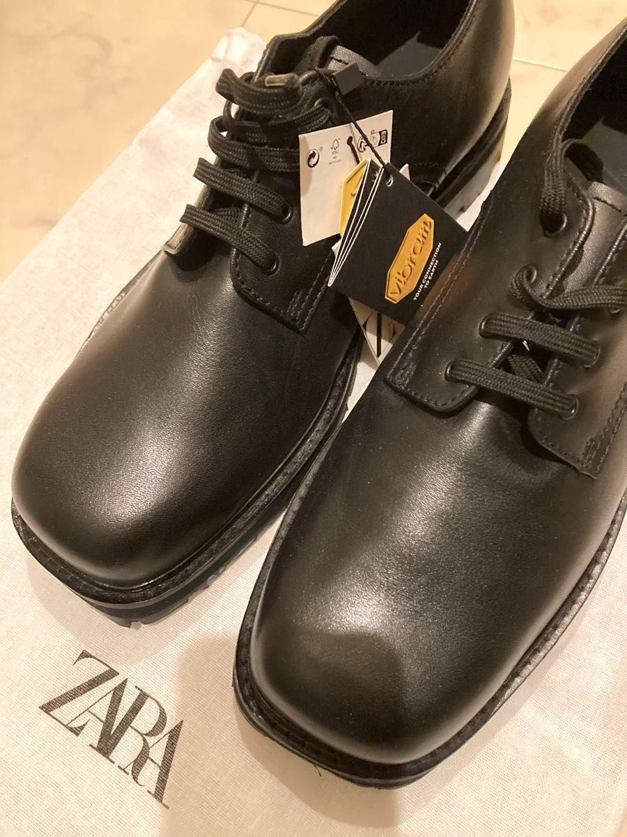 zara ザラ vibram ビブラム オリジンズ レザーシューズ チャンキー