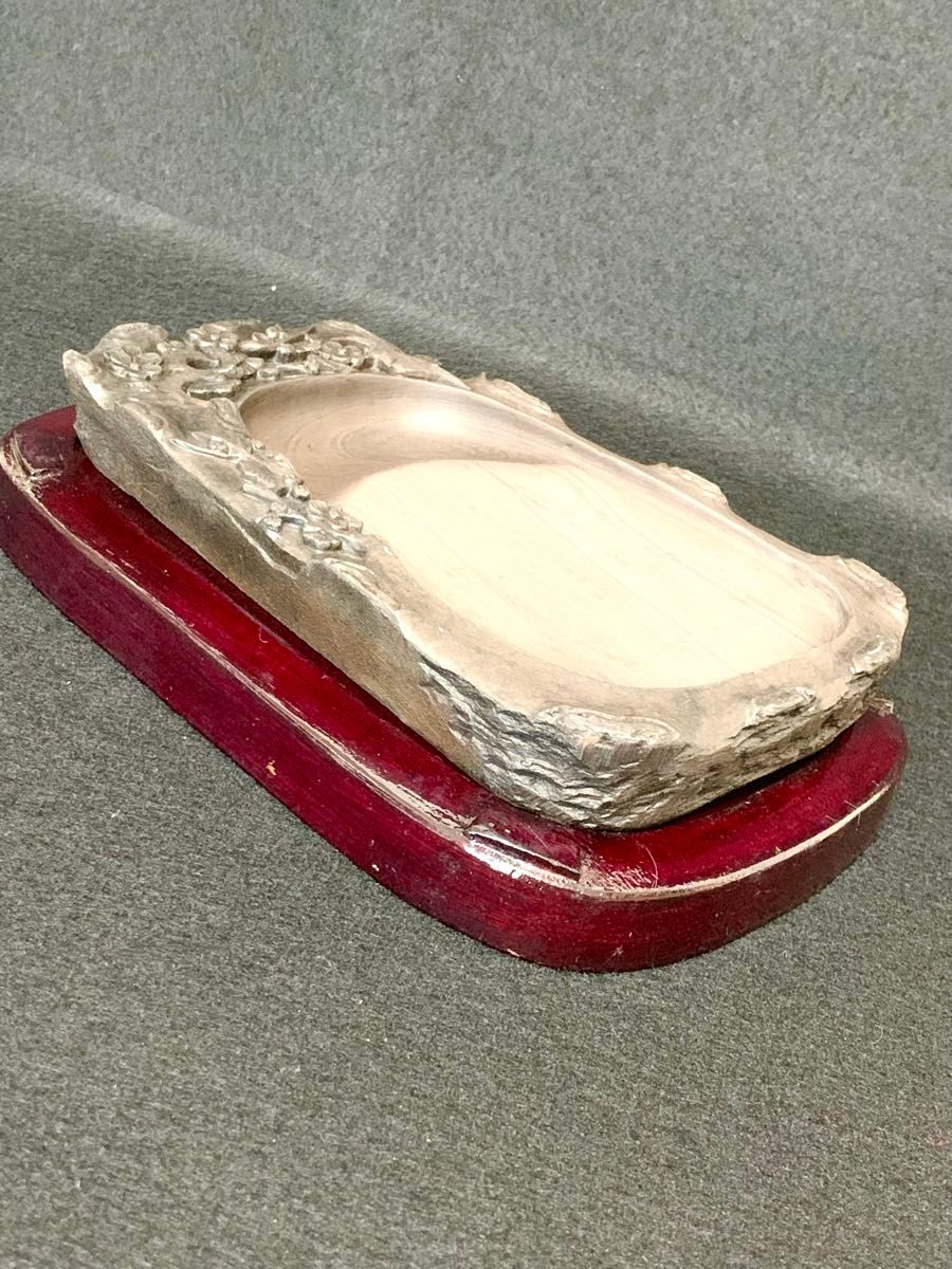 中国端渓硯 天然高級硯石 中国硯 木箱入り 石波模様 アンティーク希少