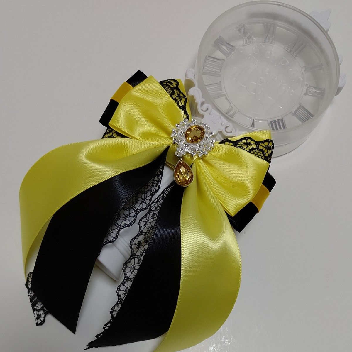 ペンライトリボン キンブレリボン 黄色×黒 イエロー×ブラック