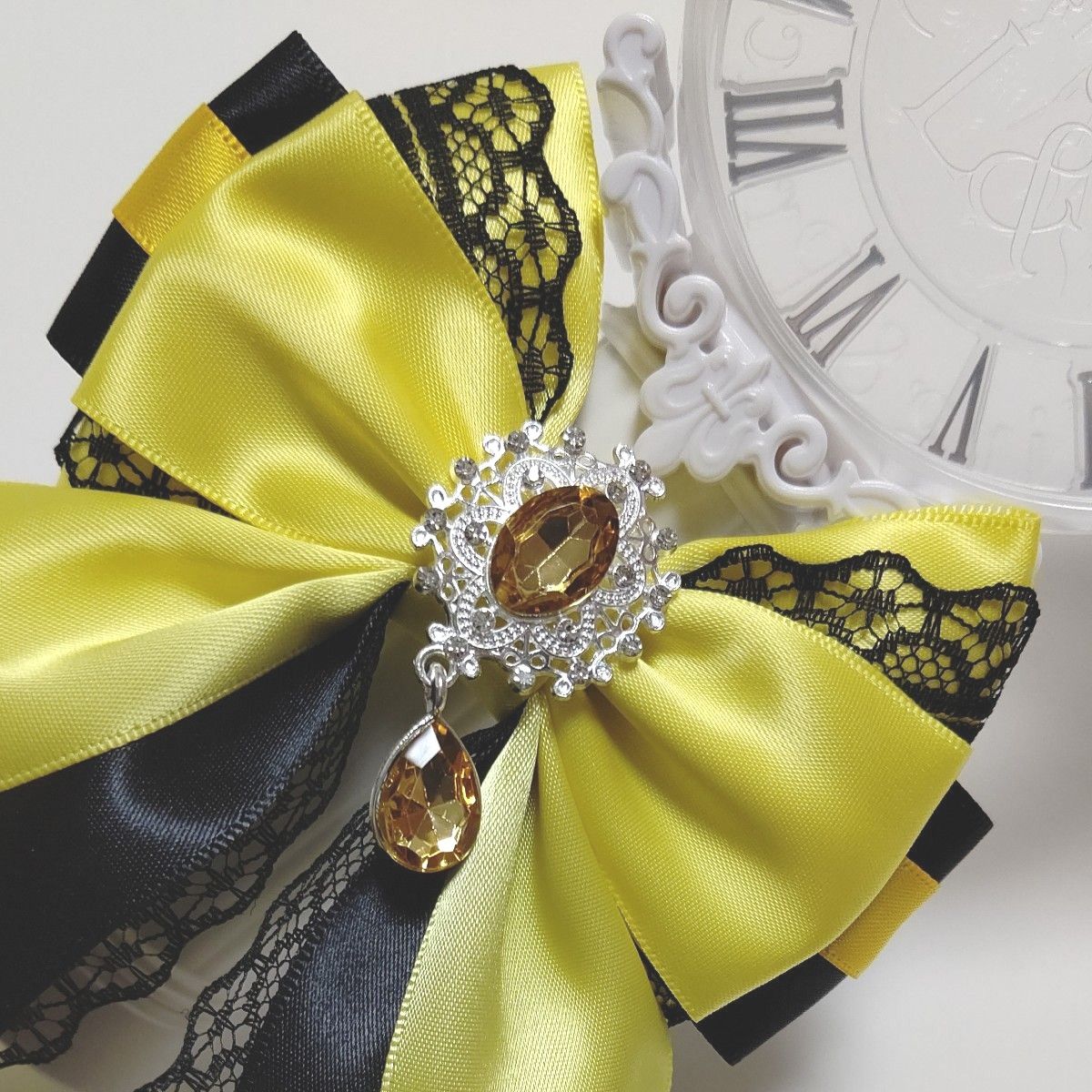 ペンライトリボン キンブレリボン 黄色×黒 イエロー×ブラック