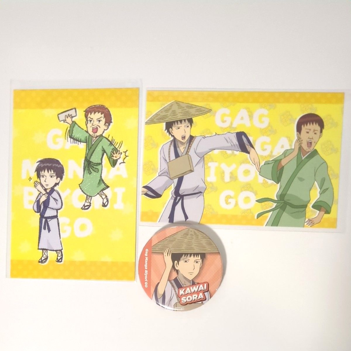 ギャグマンガ日和GO 松尾芭蕉 河合曽良 ポストカード 缶バッジ セット