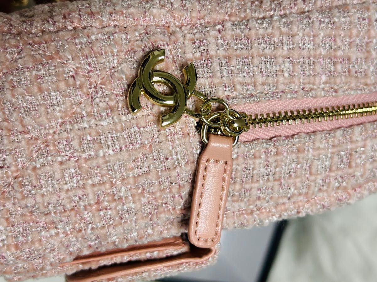 CHANEL ノベルティ ツィード リュック ミニ 美品 ピンク チェーン