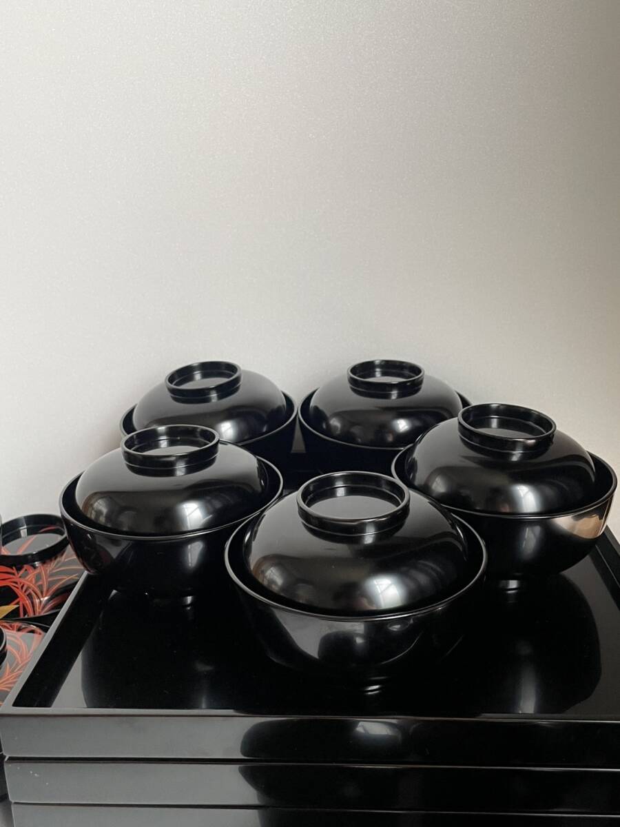 輪島塗 塗師 角藤弘悦 懐石道具 五客揃 共箱 引き盃 盃台 椀 茶懐石