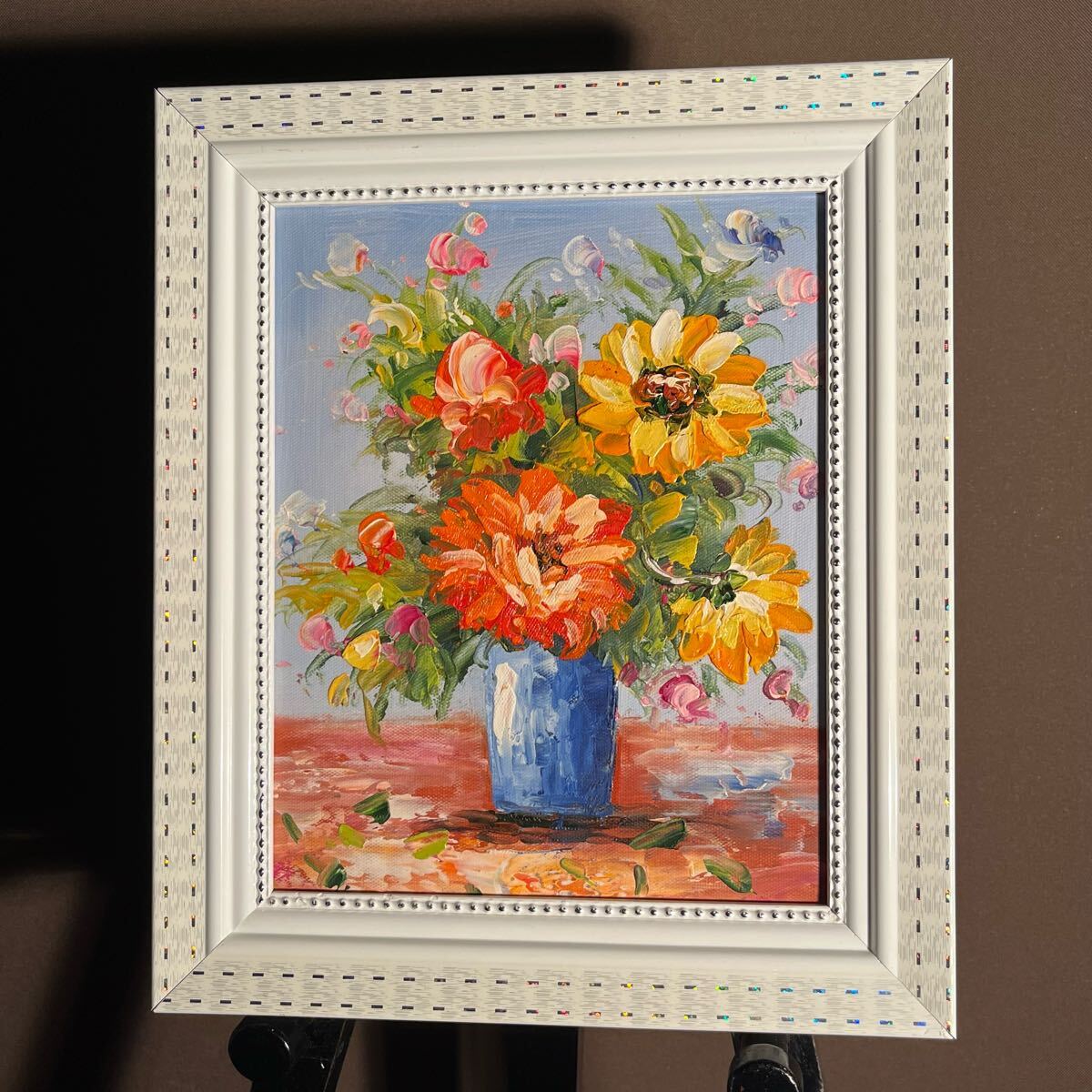 手書き油絵 花瓶の花 額付 絵画 インテリア 油彩画｜Yahoo!フリマ（旧