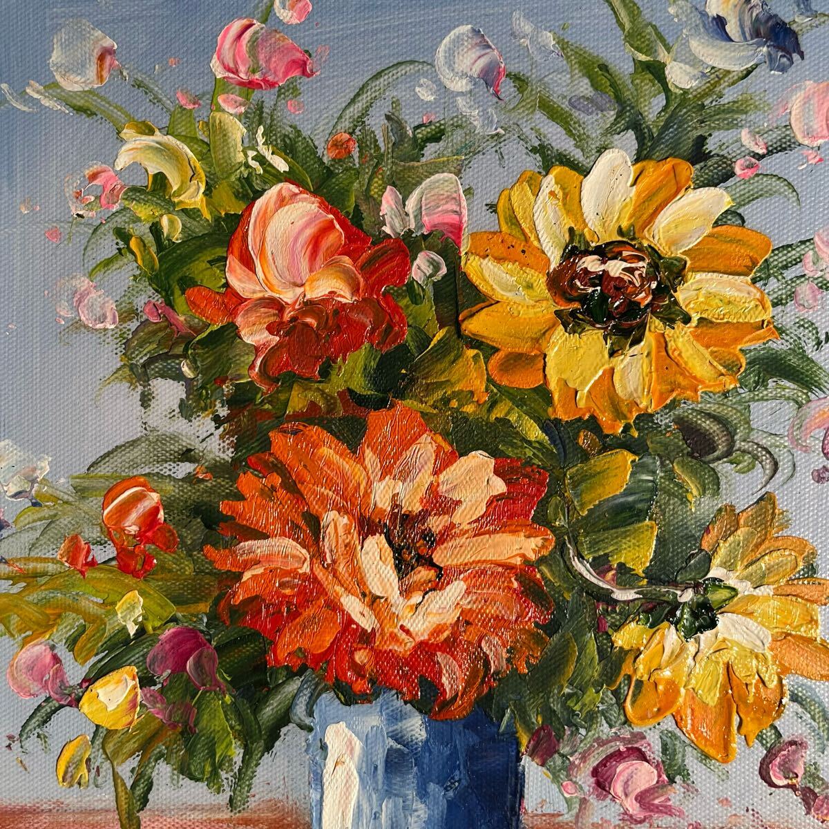 手書き油絵 花瓶の花 額付 絵画 インテリア 油彩画｜Yahoo!フリマ（旧