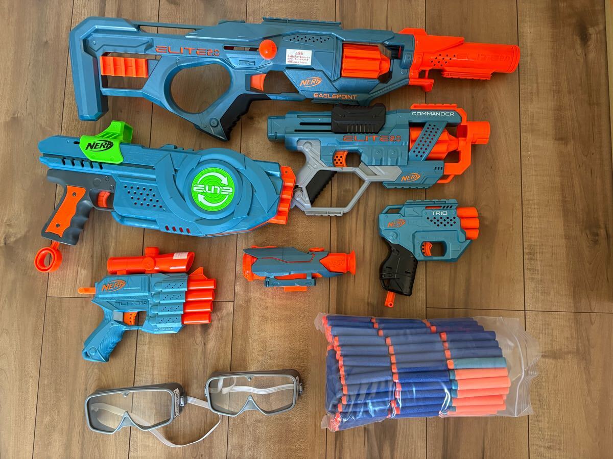 新品並 ナーフ NERF トイガン セット 球大量付属 ゴーグル付き 銃 鉄砲