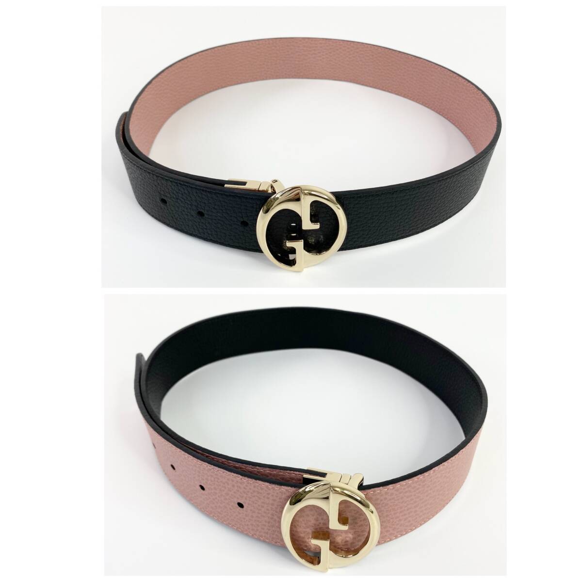 GUCCI GGロゴバックル リバーシブルベルト ピンク ブラック GUCCI GG