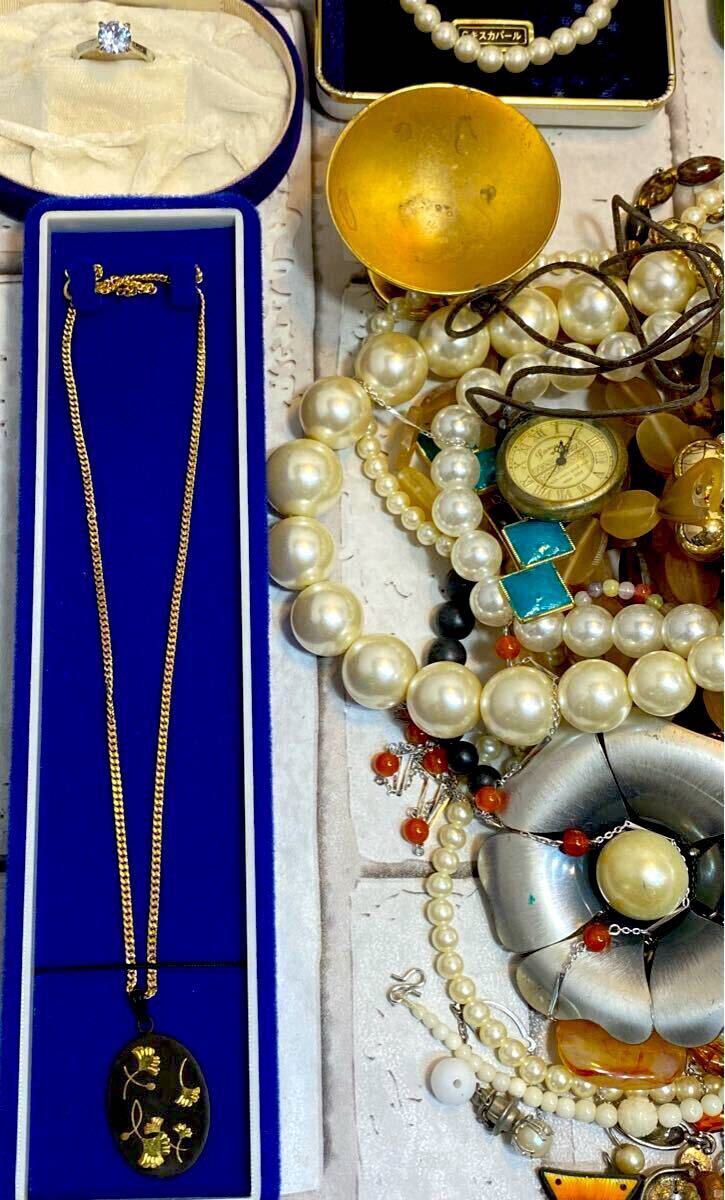 遺品整理 ネックレス 指輪 金杯 パールブローチ腕時計SEIKO