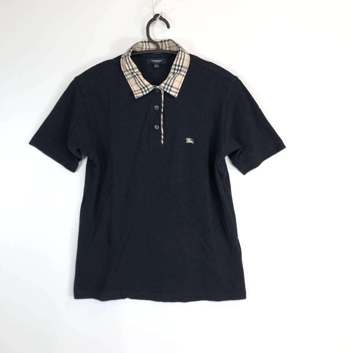 バーバリー BURBERRY LONDON 半袖ポロシャツノバチェック ブラック L