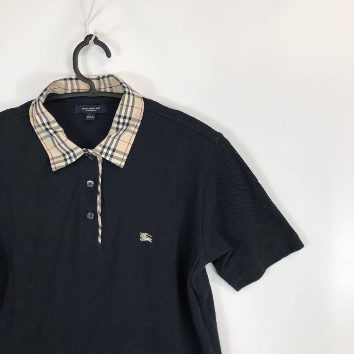 バーバリー BURBERRY LONDON 半袖ポロシャツノバチェック ブラック L