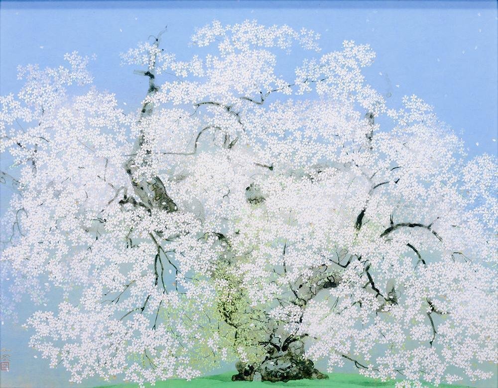中島千波 臥龍桜 岩絵具方式複製画 中島 千波 ／「臥龍桜」 ／岩絵の具