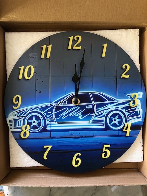 日産スカイラインGT-R R34タイプ 壁掛け時計 誰も持ってない 送料