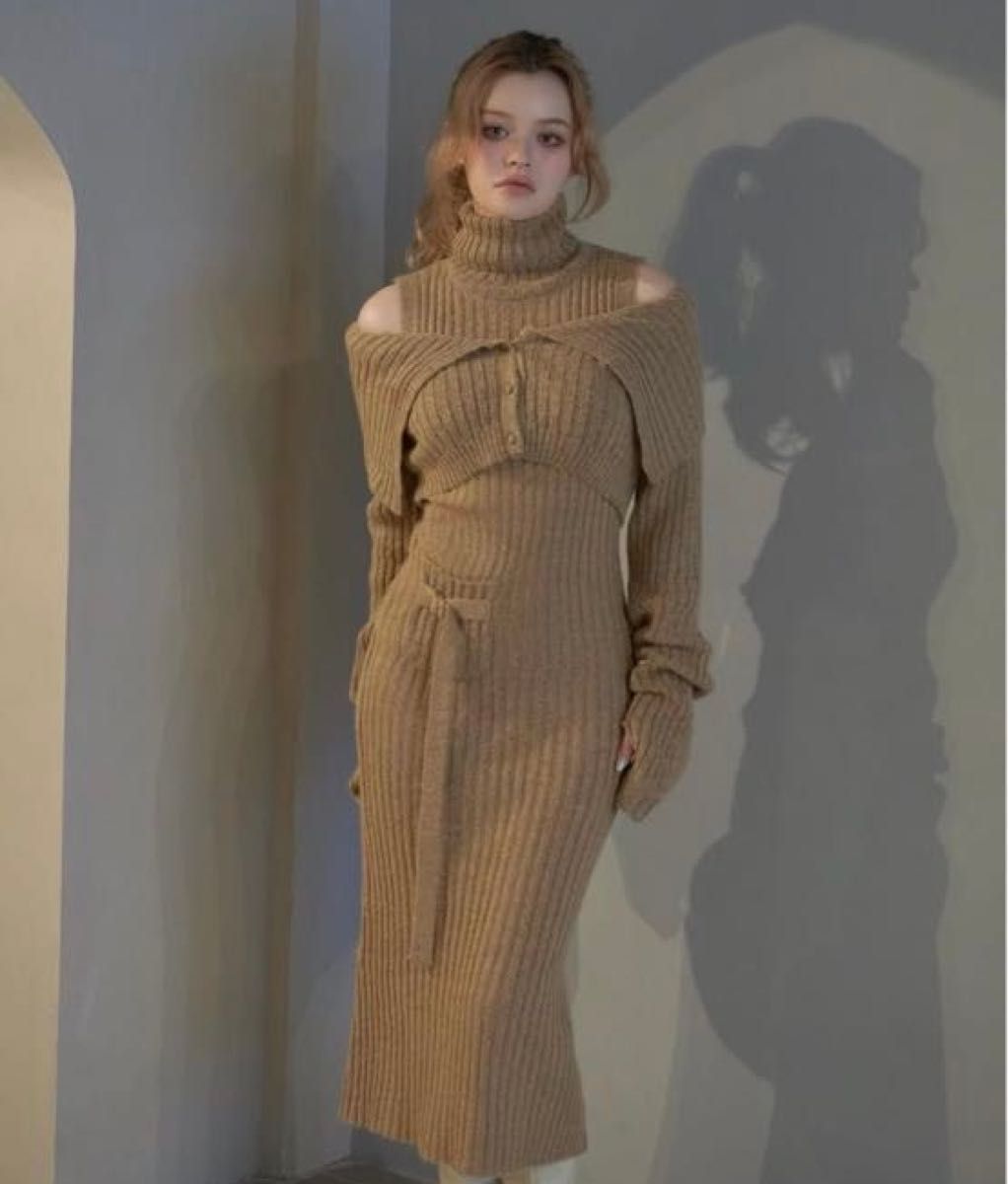 andmary アンドマリー ニットワンピース ワンピース 長袖 ベージュ