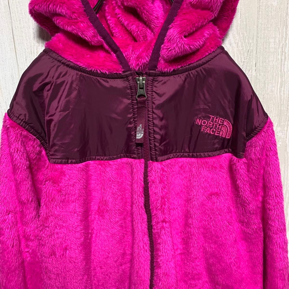 美品】ノースフェイス もこもこボアジャケット ピンク キッズ140相当