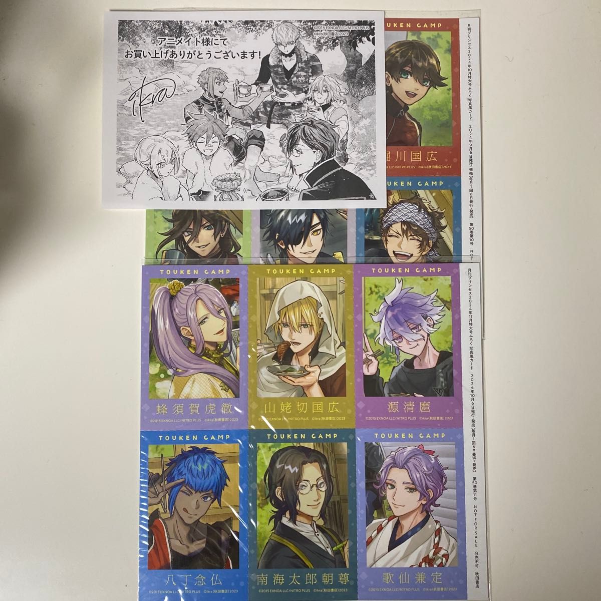 刀剣乱舞 刀剣野営 月刊プリンセス 付録 写真風カード ペーパー 特典