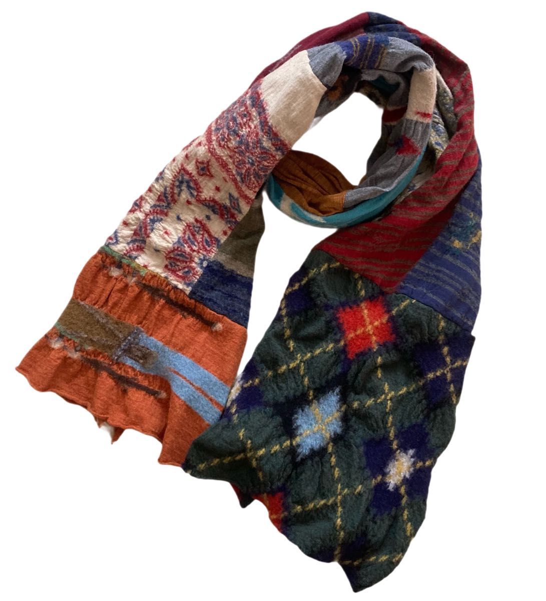 KAPITAL KOUNTRY 縮絨ウール ヒッピー パッチワーク マフラー ストール