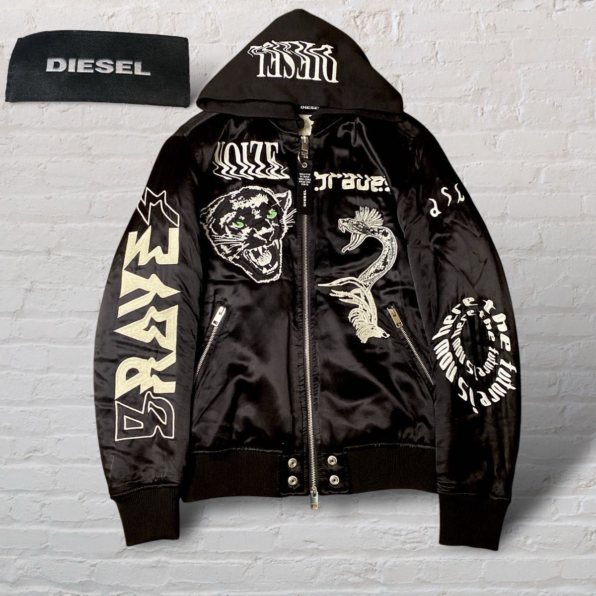 美品】DIESEL ディーゼル ブルゾン MA-1 スカジャン 刺繍 フード