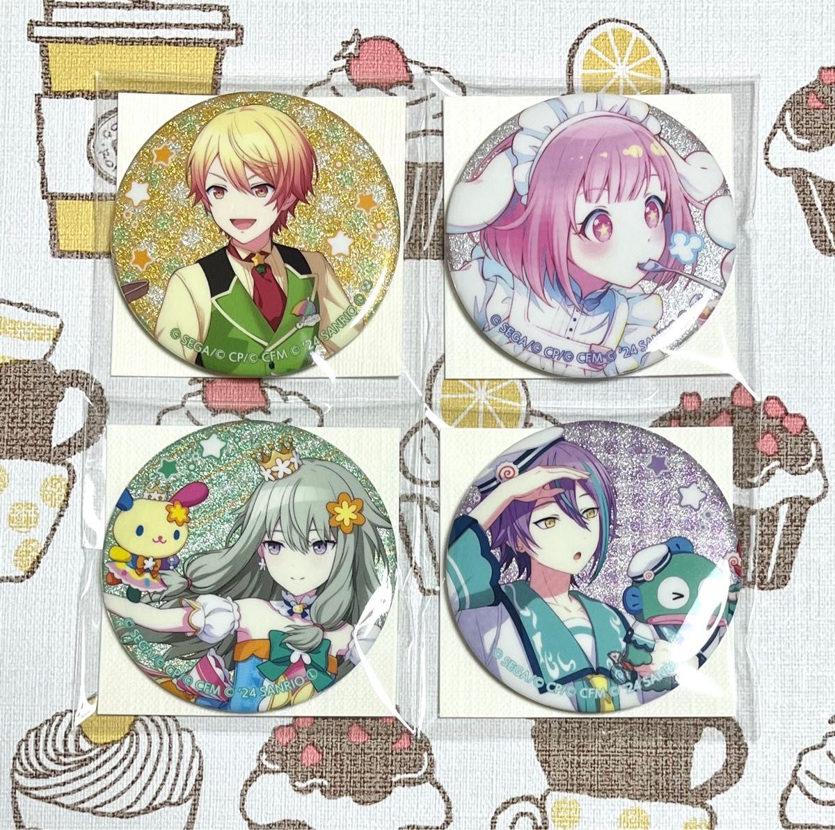 プロセカ サンリオ グリッター缶バッジ C ワンダショ 司・えむ・寧々