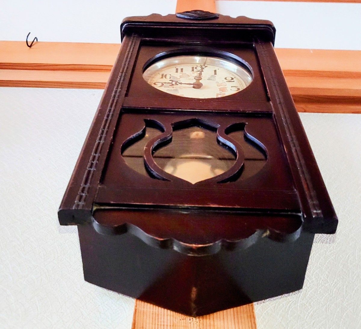 完動品〉MASCOT時計社 宮型ゼンマイ振り子掛け時計 ボンボン時計古時計