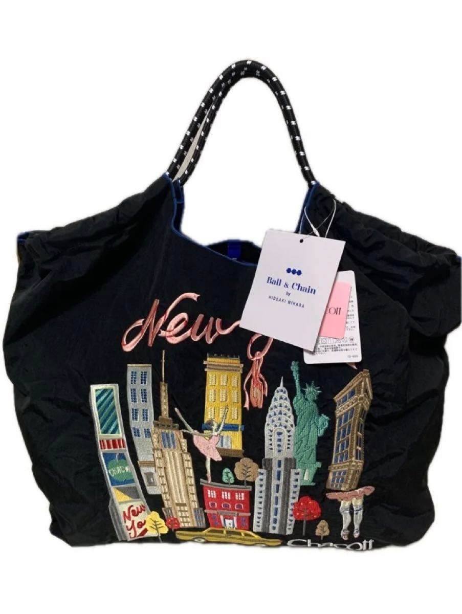 チャコット ボールアンドチェーン ニューヨーク柄 ブラック Lサイズ