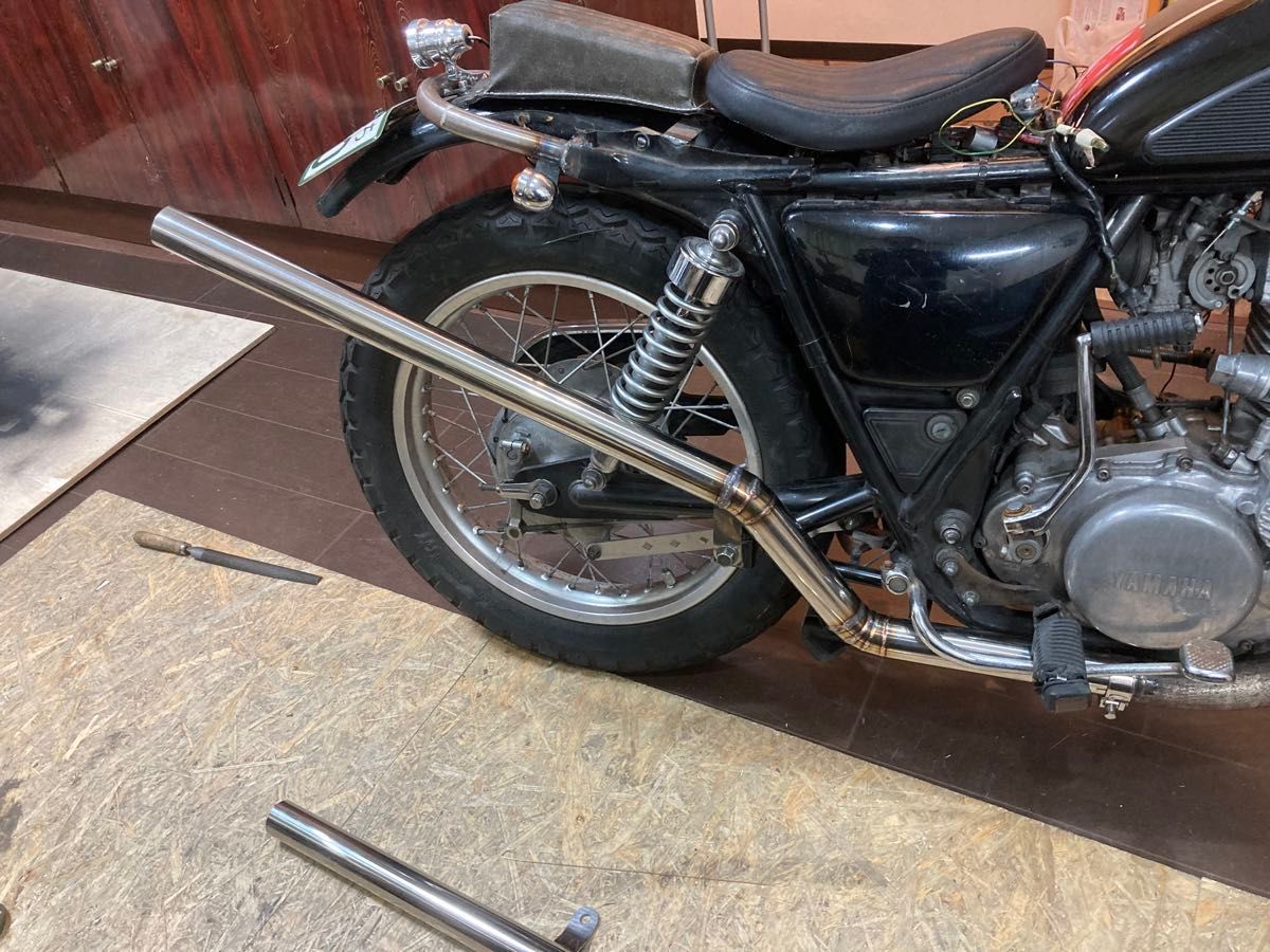 sr400 sr500 用 かち上げマフラー オールステンレス チョッパー ボバー