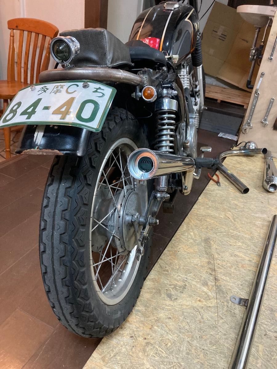 sr400 sr500 用 かち上げマフラー オールステンレス チョッパー ボバー