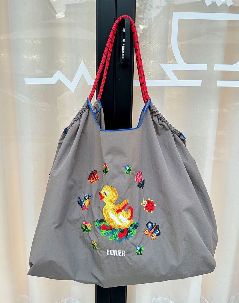 Ball&Chain フェイラー Mサイズ 鳥 花 グレー エコバッグ 軽量