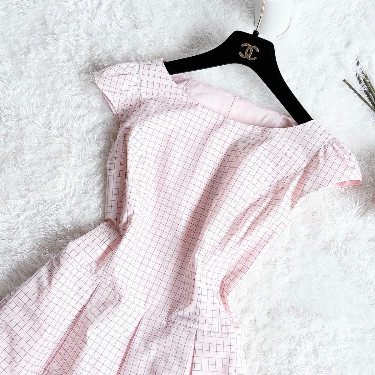 Rene TISSUE in ITALY パールリボン 半袖ワンピース ピンク ルネ