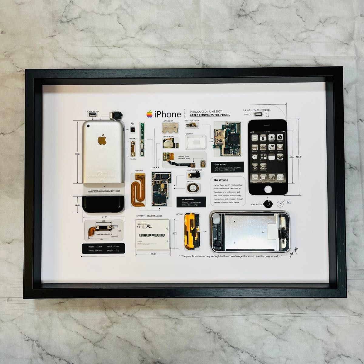 プレミアム端末】iPhone 2G 標本アート 高級木製ボックスフレーム仕様